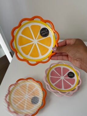 4 PC Ceramic Citrus Plate Set